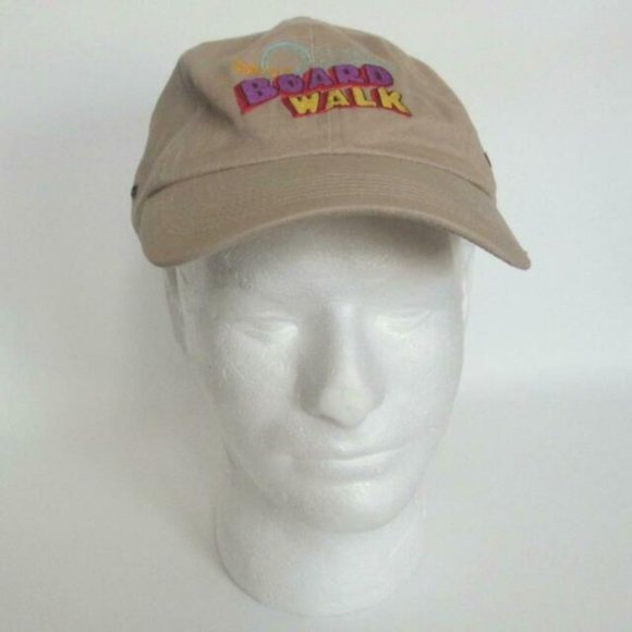 Vintage Disney Boardwalk Cap Beige Embroidered Hat Buckle Back 1990s main image 5